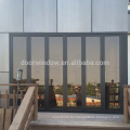 Puerta de patio plegable y corredera de vidrio de aluminio de ruptura térmica popular con gran visión